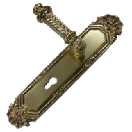 Paestum Door Handle on Plate - Old Gold