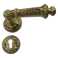 Paestum Door Handle on rose - Old Gold