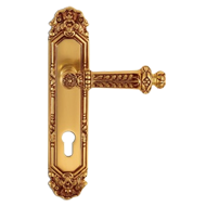 Capua Door Handle on Plate - Old Gold F