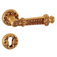 Capua Door Handle on rose - Old Gold Fi