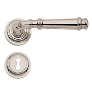 Door Lever Handle on Rose - Chrome Plat