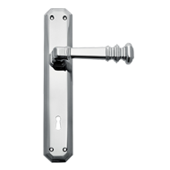 Door lever Handle on Plate - Chrome Fin