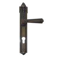Door Lever Handle on Plate - Antique Br