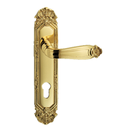 Ginevra Door Handle on Plate - Gold Fin