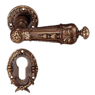 POMPEI Lever Handle on Rose in Old Gold