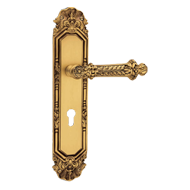 Paestum Door Handle on Plate - Gold Pla
