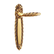 Remis Lever Handle on Plate in Old Gold