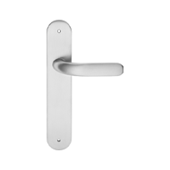 Point Lever Handle on Plate in Satin Ch