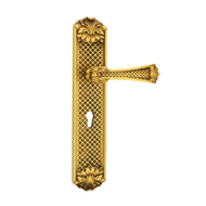 Tours Lever Handle on Plate in Old Gold