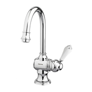 Basin monolever mixer with white porcel