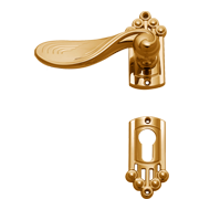 Door Lever Handle in Polished Brass Fin