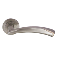 Door Lever Handle on Rose in Satin Nick