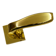Door Lever Handle on Rose in Gold Plate