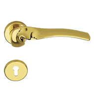 Lever Handle on Rose in Gold Plated Fin