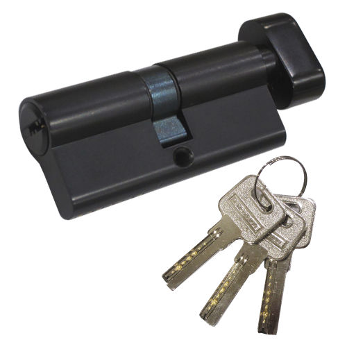 Off Set Cylinder LXK - 70mm (30mm Knob Side + 40mm Key Side) Matt Black Finish