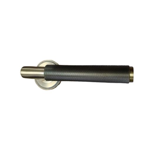 Slanted Knurling Brass Door Lever Handle - AB Finish