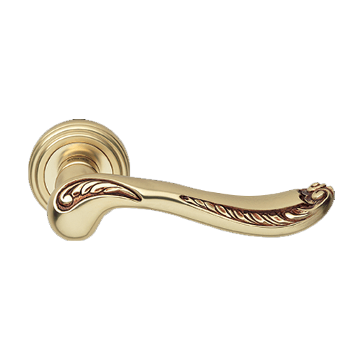 Lady Door Lever Handle on Rose - French Gold Finish