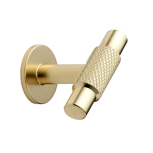 Diamond Knurling T Cabinet Knob - Matt Brass Finish