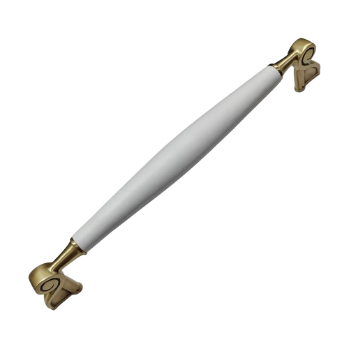 Brass Door Pull Handle with Aluminium Insurt - Matt White & Gold Finish