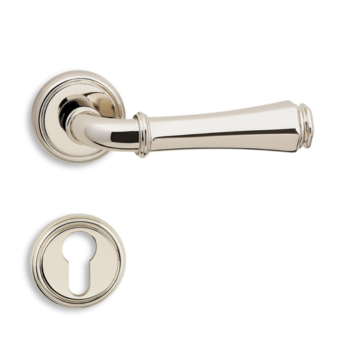 PITTI Lever Handle on Rose - Polished Nickel Finish