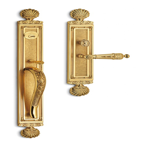 Boston American Entrance Set With Lock-Door Thickness-60mm - Polished Gold Finish