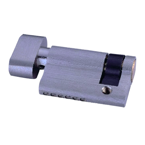 Half Cylinder Lock with One Side Knob - 55mm - Polished Nickel Finish