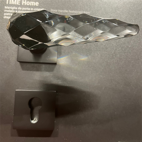 TIME Home Crystal Door Lever Handle Without Key Hole - Black/Matt Black Finish