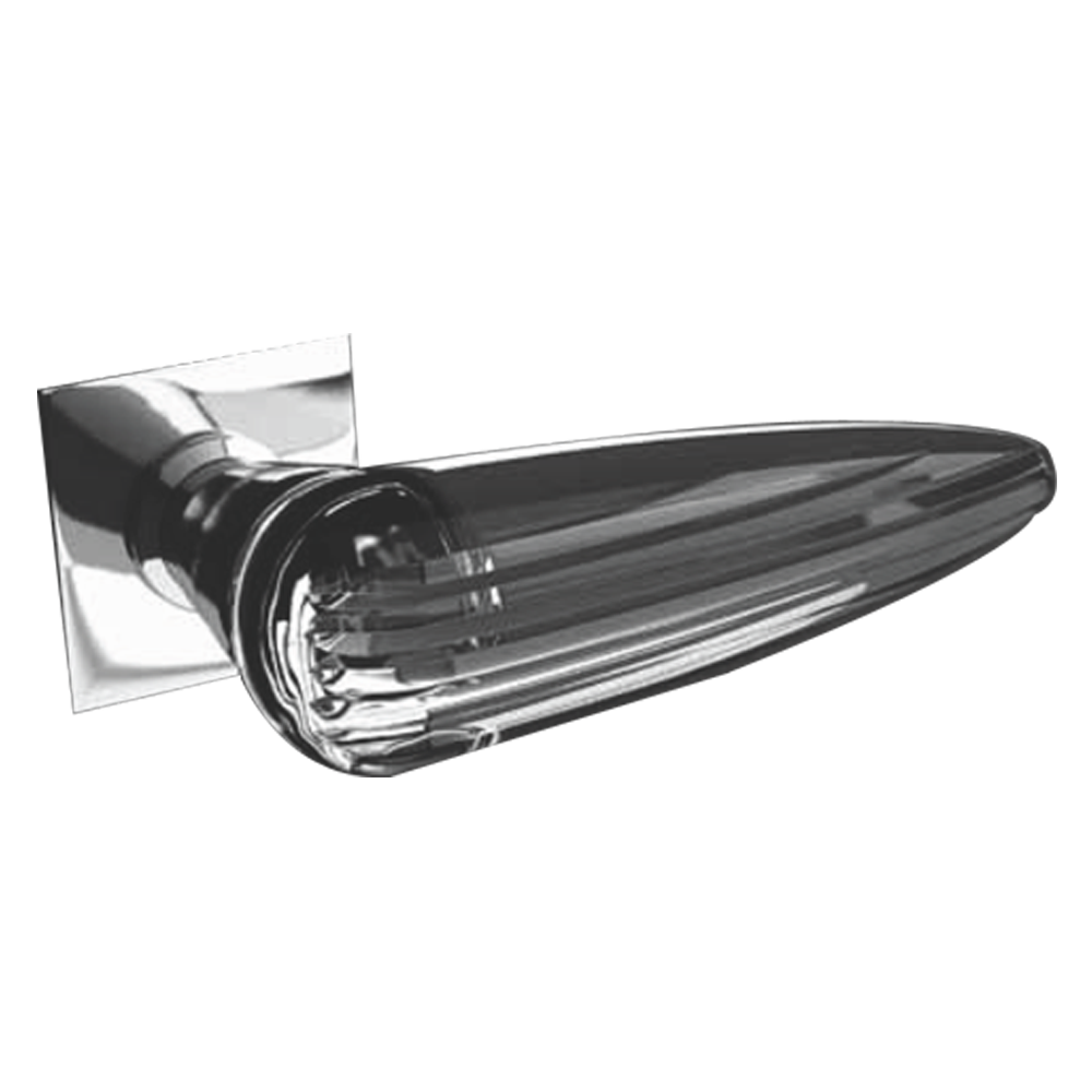 OKA Home Crystal Lever Handle without Key Hole - Quartz/Black Matt Finish