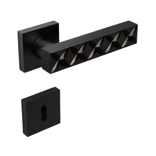 XENI Home Crystal Door Lever handle - Black/Polished Brass Finish