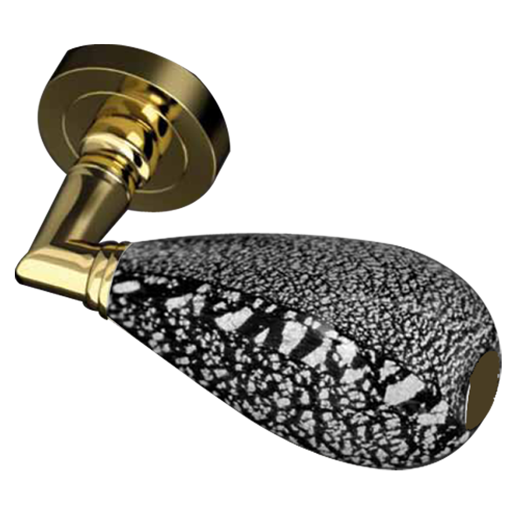 GOCCIA Murano Glass Door Lever Handle Without Key Hole - Black-Silver Leaf/ Black Mat Finish