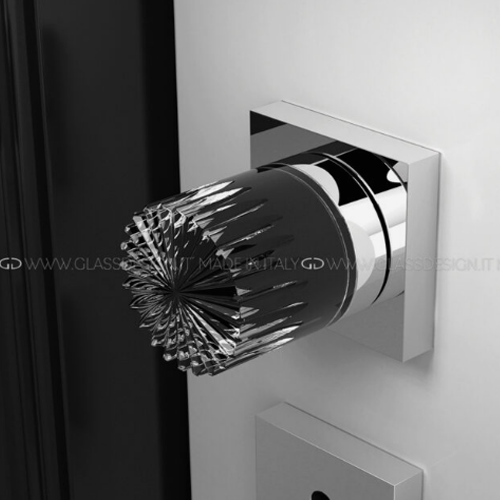 RAY Home Crystal Door Knob Clear-Black/Black Mat Finish