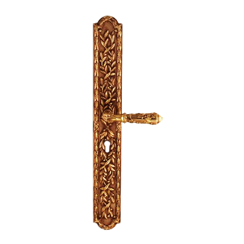 Naxos Door Lever Handle on Plate in Satin Bronze Finish