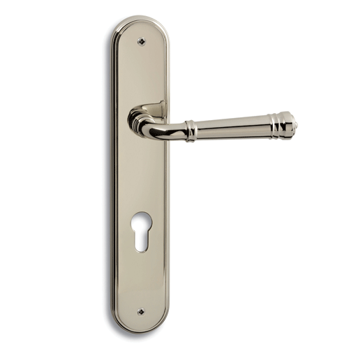 BORBONE Lever Handle on Plate - Polished Nickle Finish