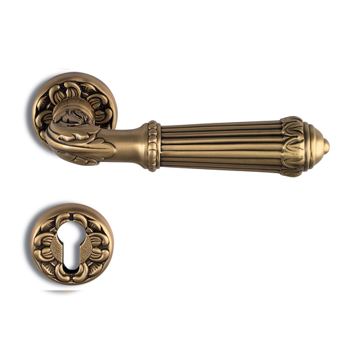Doha Lever Handle On rose in Antique Brass Finish