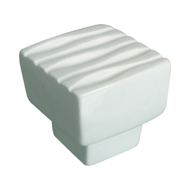 Waves Square Furniture Knob - Bright Wh