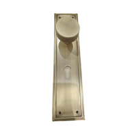 Brass Knurling Door Knob on Plate - 12"