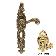 Barocco Door Handle on Plate - Gold Pla