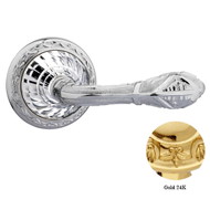 Door lever handle set on rose with Swar