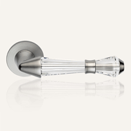 LUCE MESH Lever Handle in Crystal - Sat