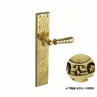 Door lever handle on plate with Key Hol