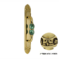 Door Pull Handle on Plate with Malachit