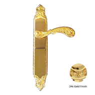 Door Handle on Plate - Gold 24K Finish
